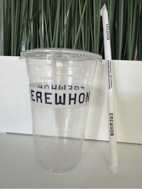 EREWHON MARKET- ICONIC 12 OZ SMOOTHIE CUP LID STRAW NEW